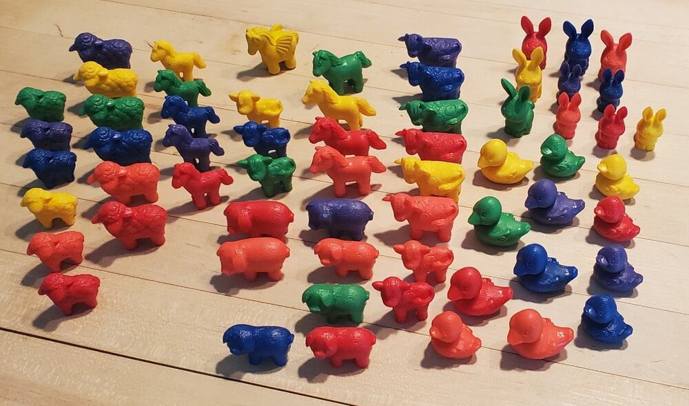Counting Sorting Rubber Plastic Animals Set Of 60+ PreSchool Homeschool Games